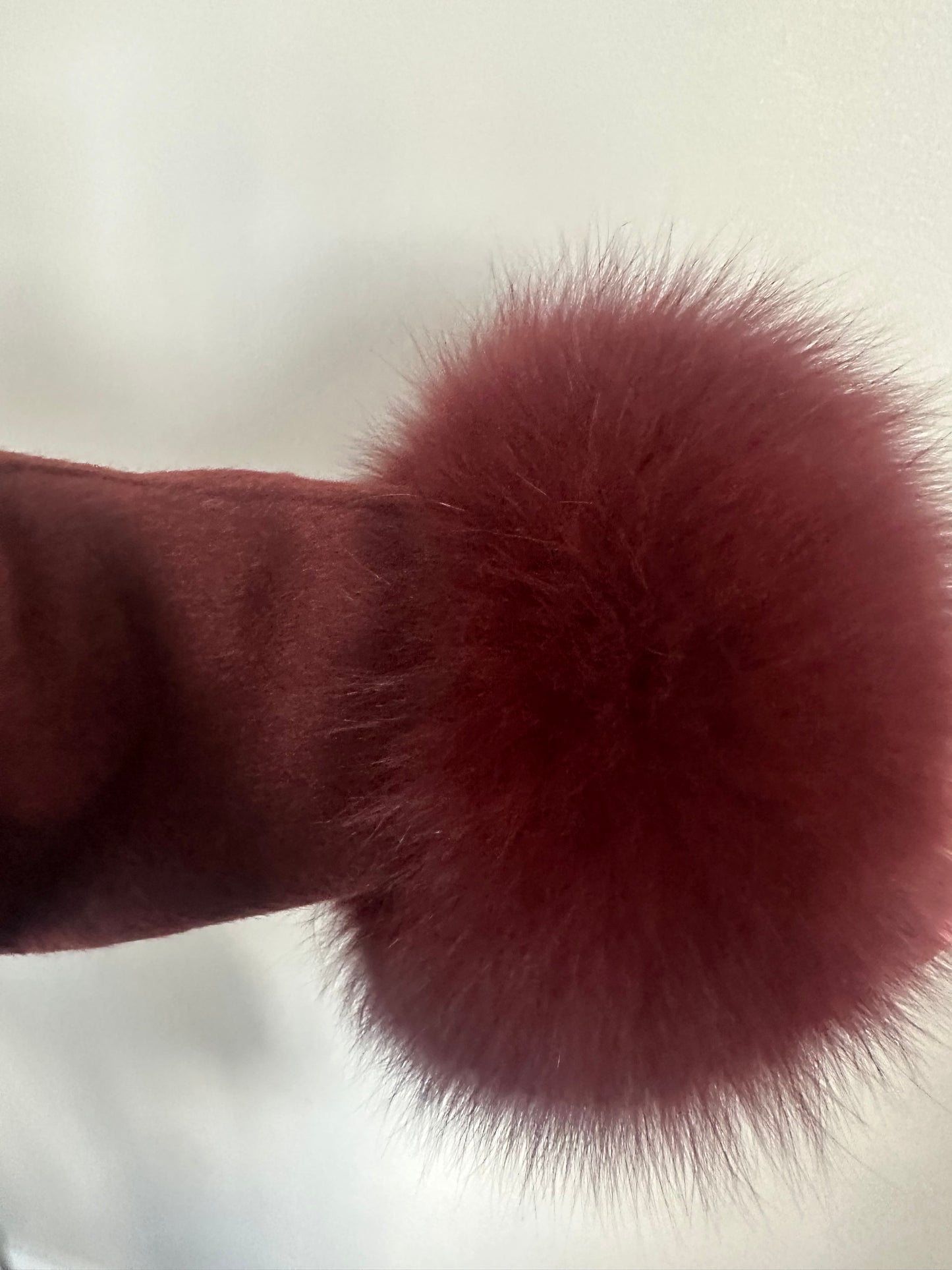 Burgundy 100% Wool Fur Short Coat (Pre-order)
