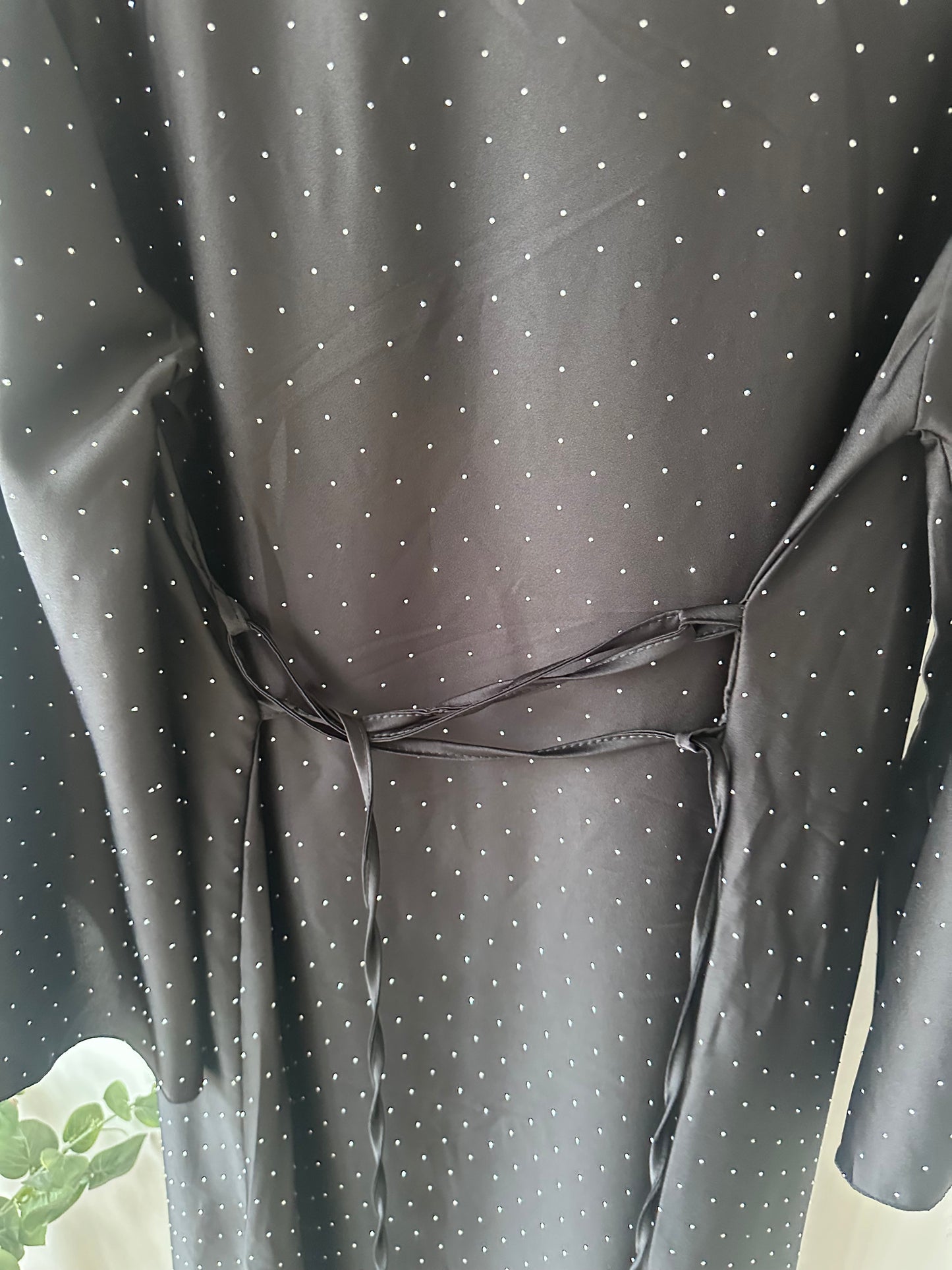 Black Satin Sparkle Rhinestone Dress