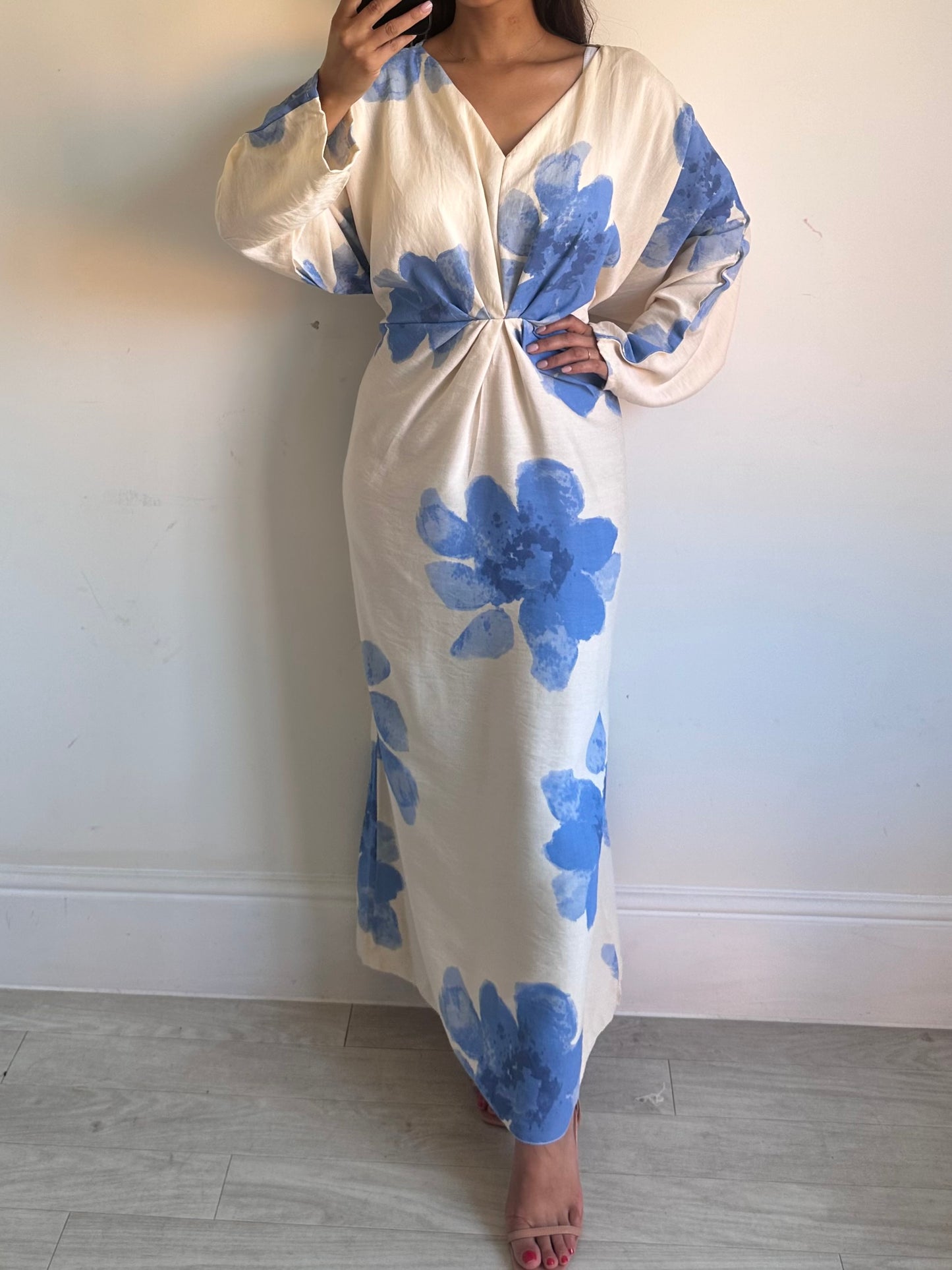 Blue Floral Batwing Dress