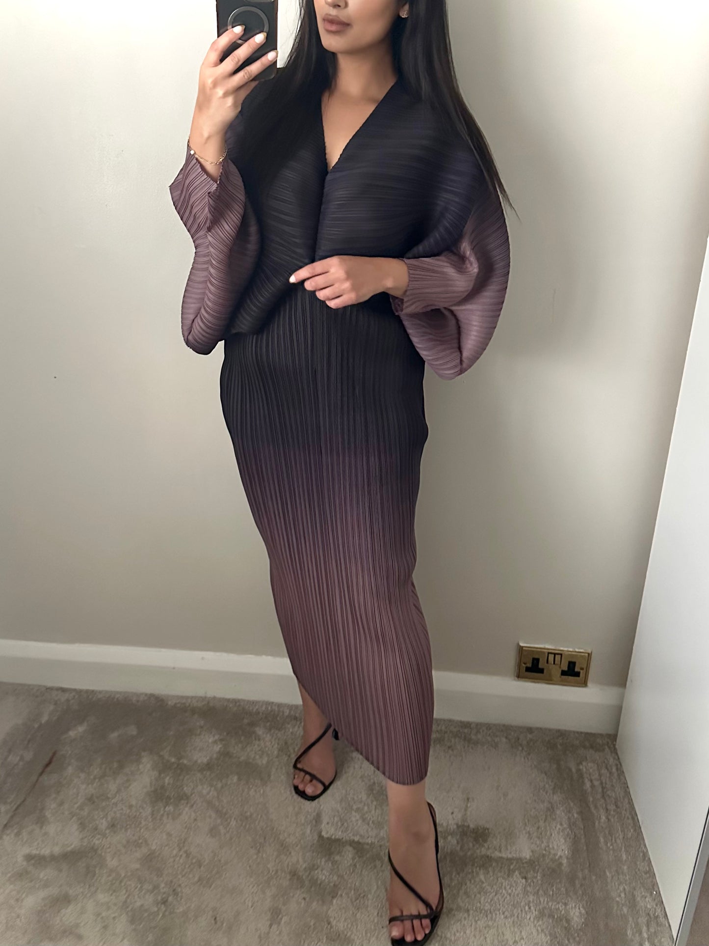 Black and Nude Ombré Batwing Dress