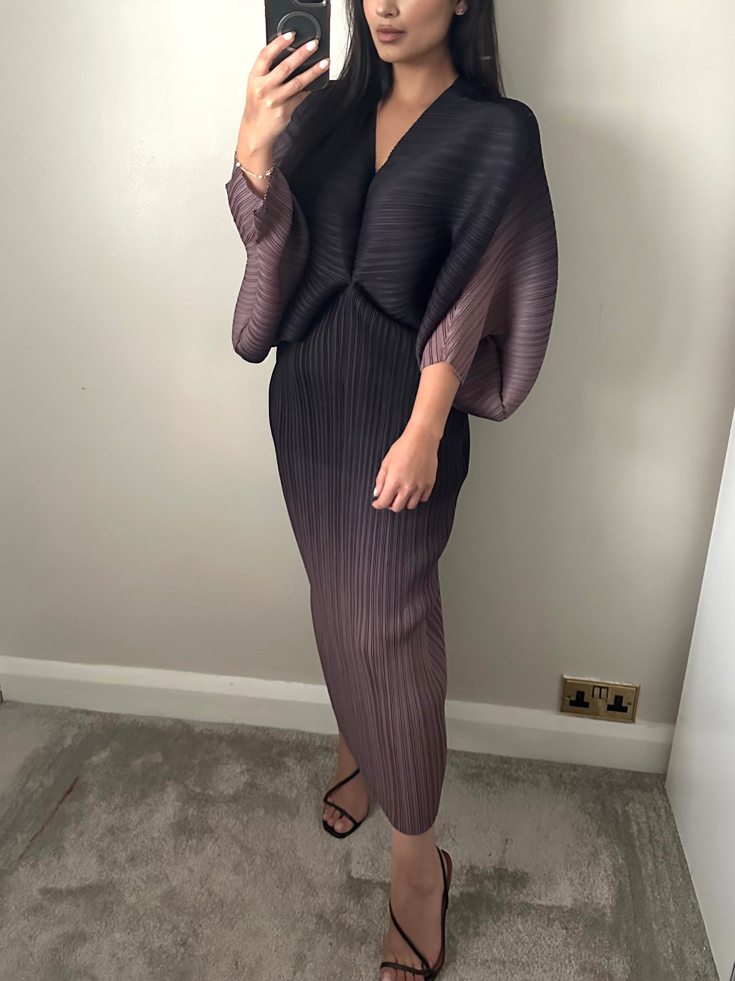 Black and Nude Ombré Batwing Dress