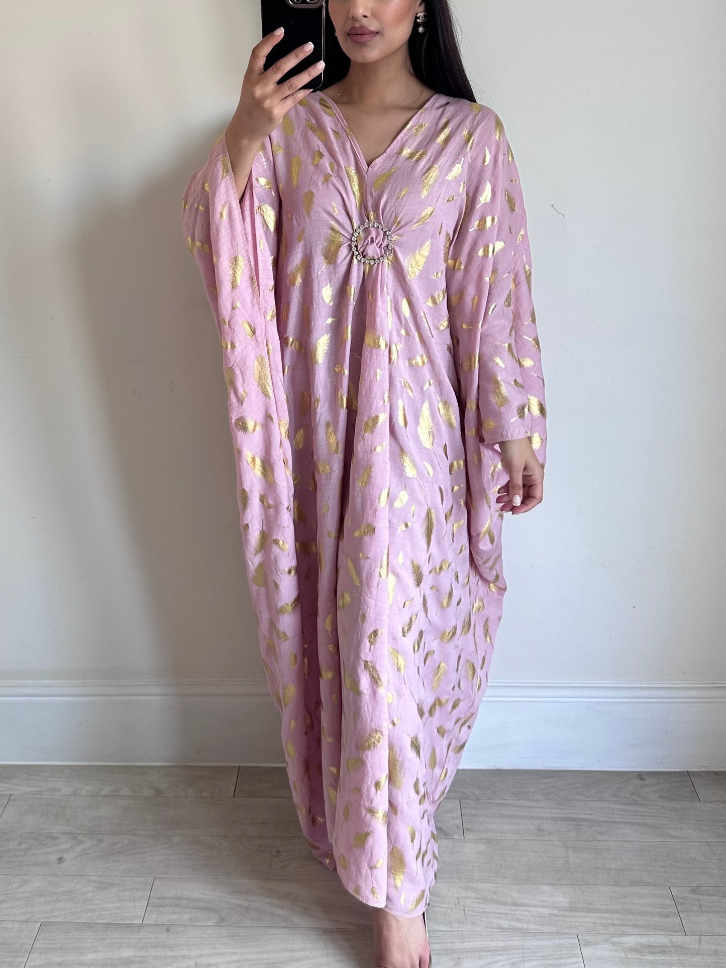 Pink Gold Leaf Brooch Kaftan