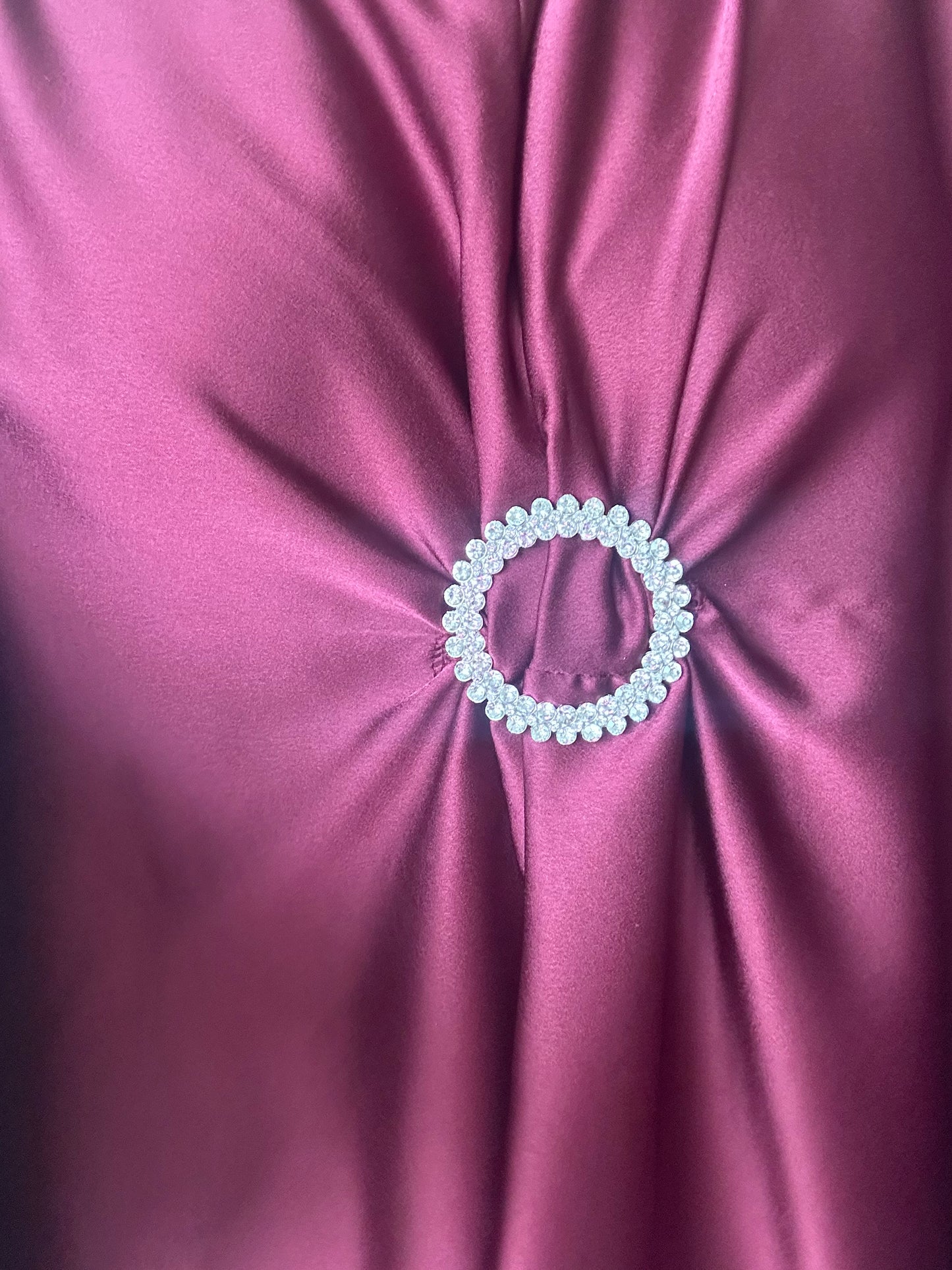 Burgundy Satin Drape Brooch Kaftan