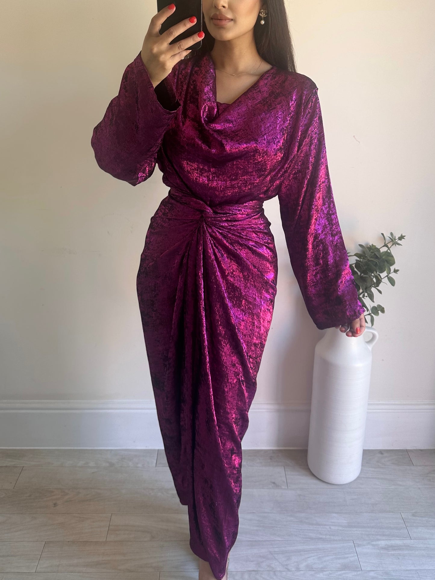 Magenta Shimmer Wrap Skirt Co-ord