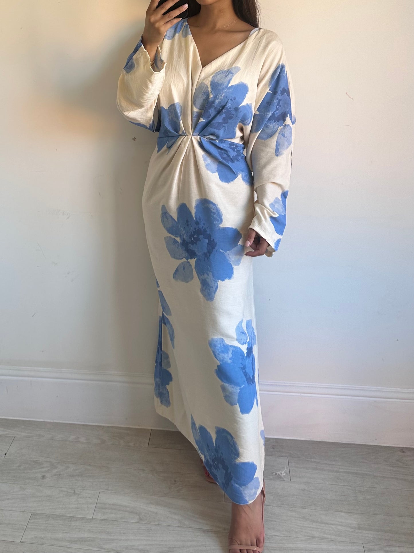 Blue Floral Batwing Dress