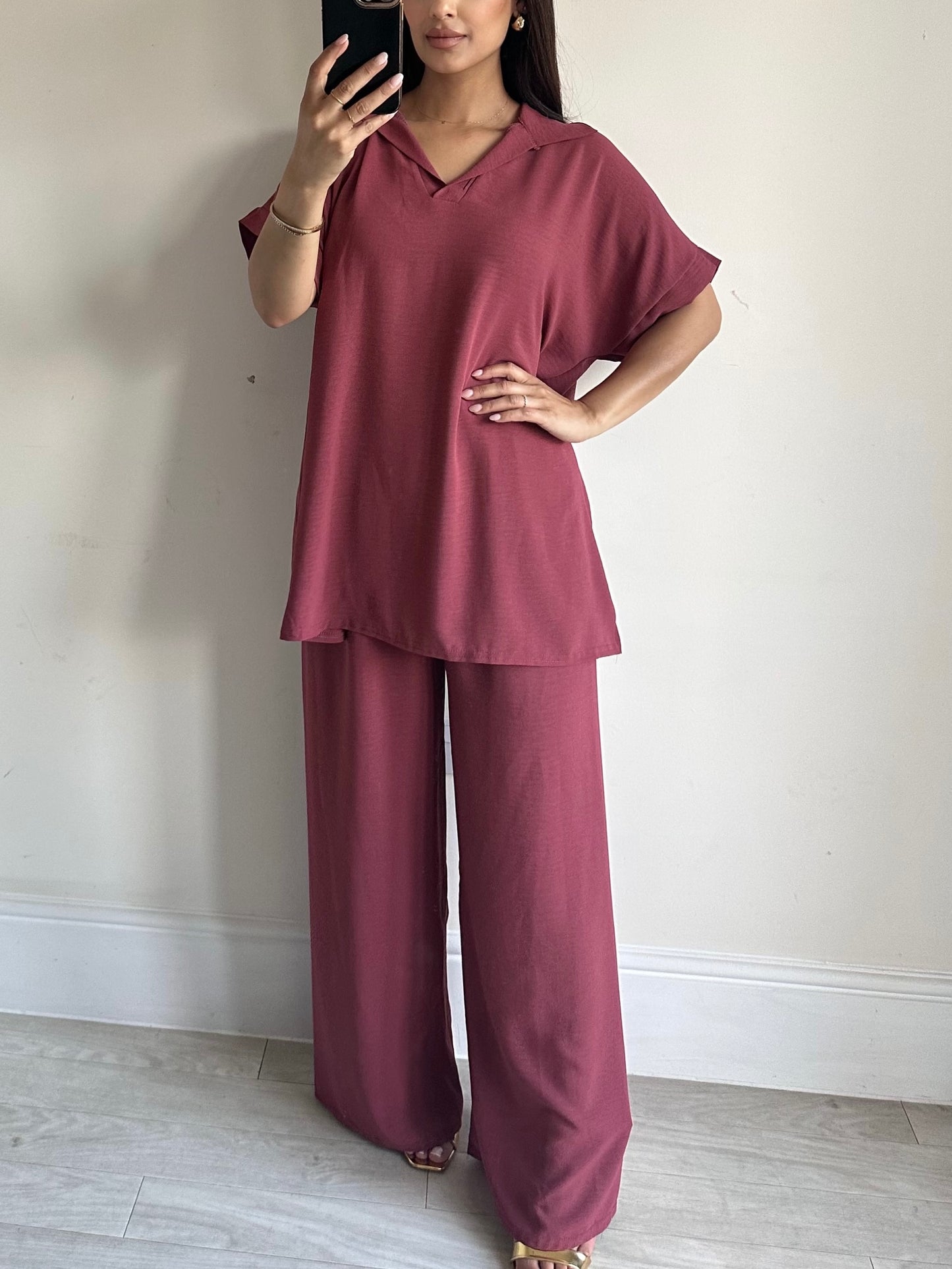 Pink Collar Co-ord Set