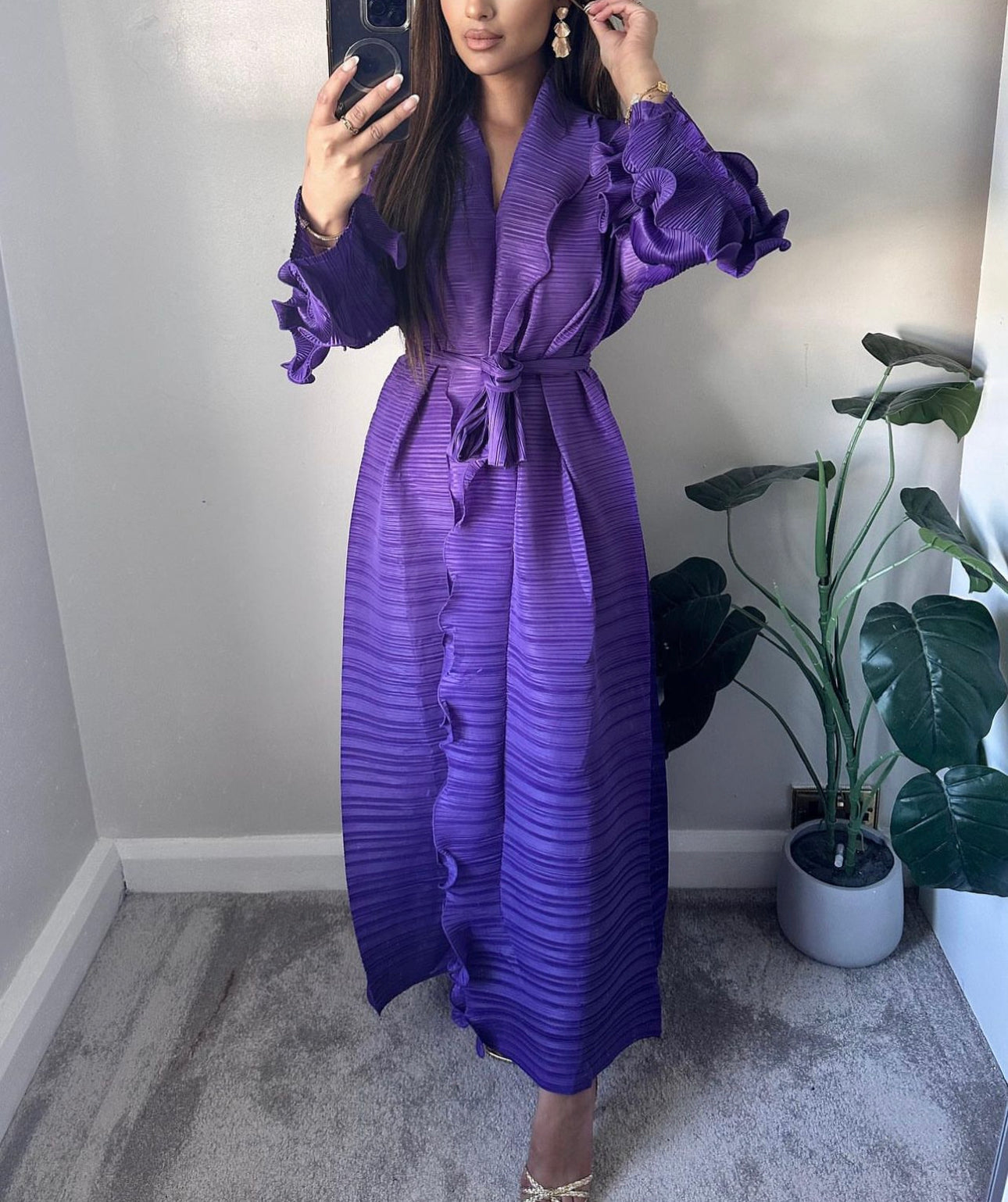Purple Ruffle Abaya Dress 837