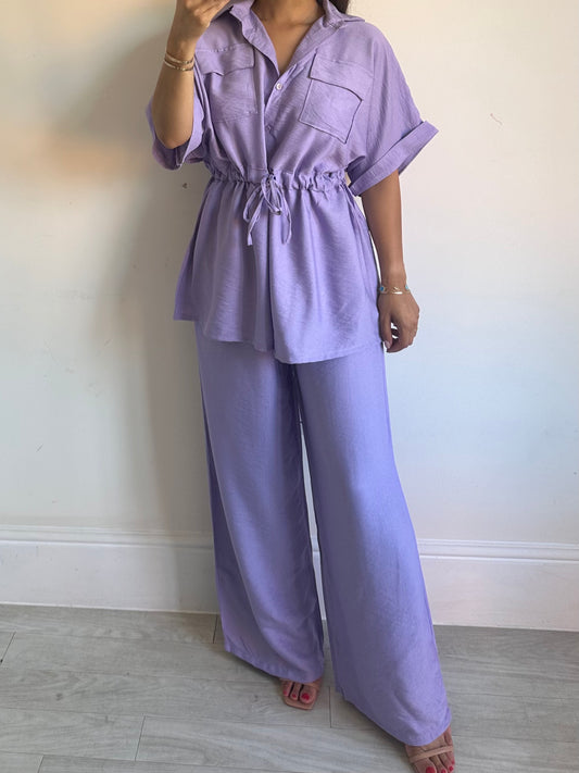 Lilac Belted Shirt Co-ord