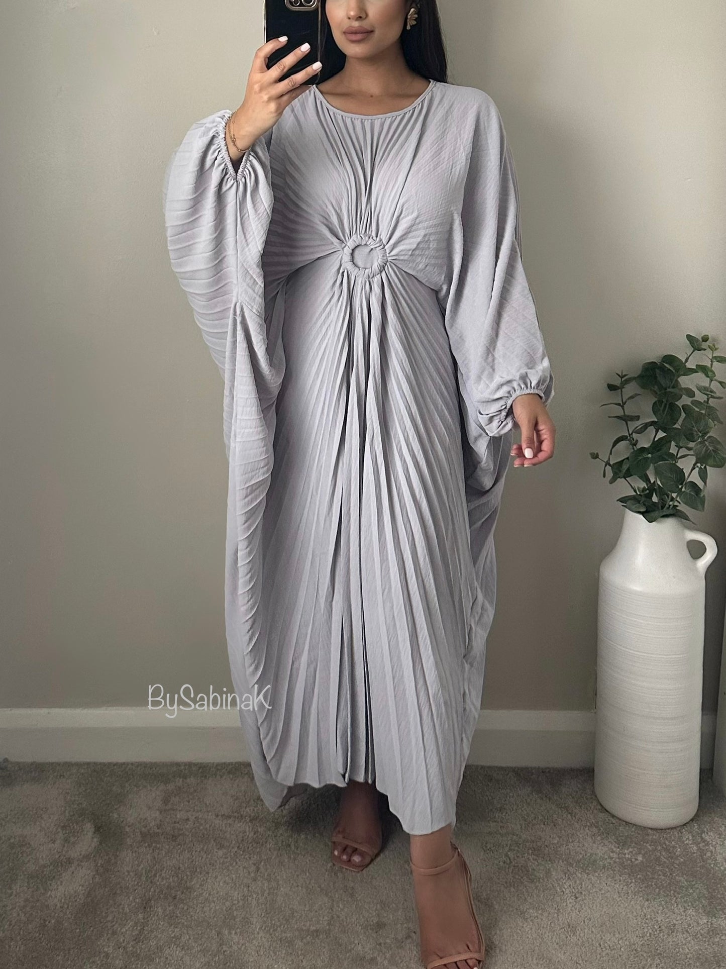 Grey Pleated Butterfly Kaftan 312