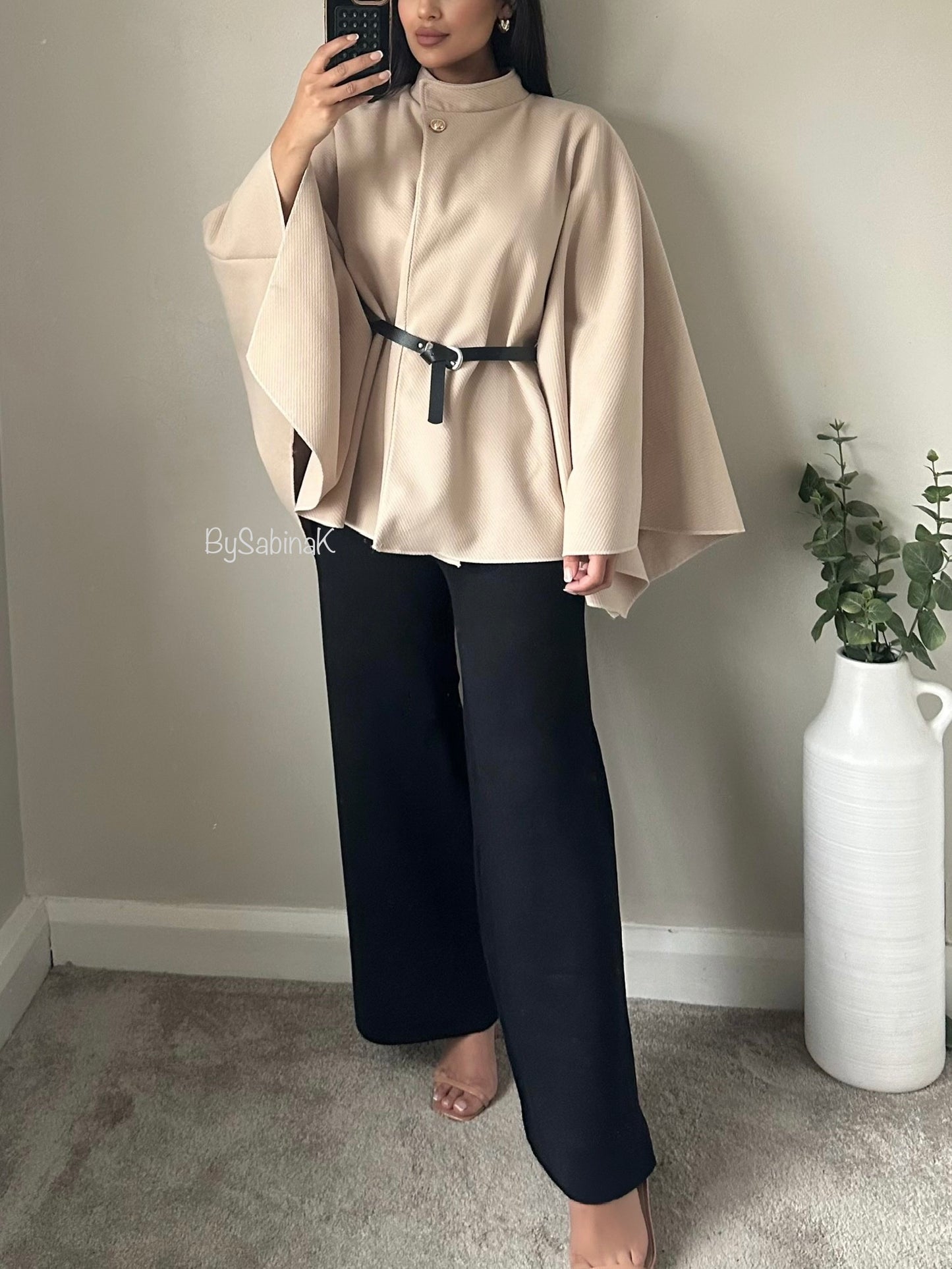 Ivory Cape Belted Jacket