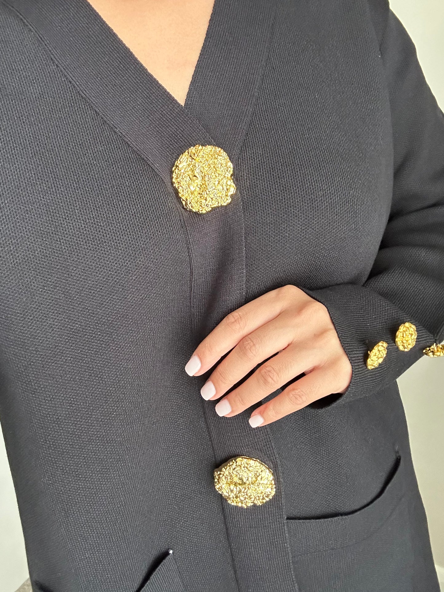 Black Gold Button Cardigan Co-ord