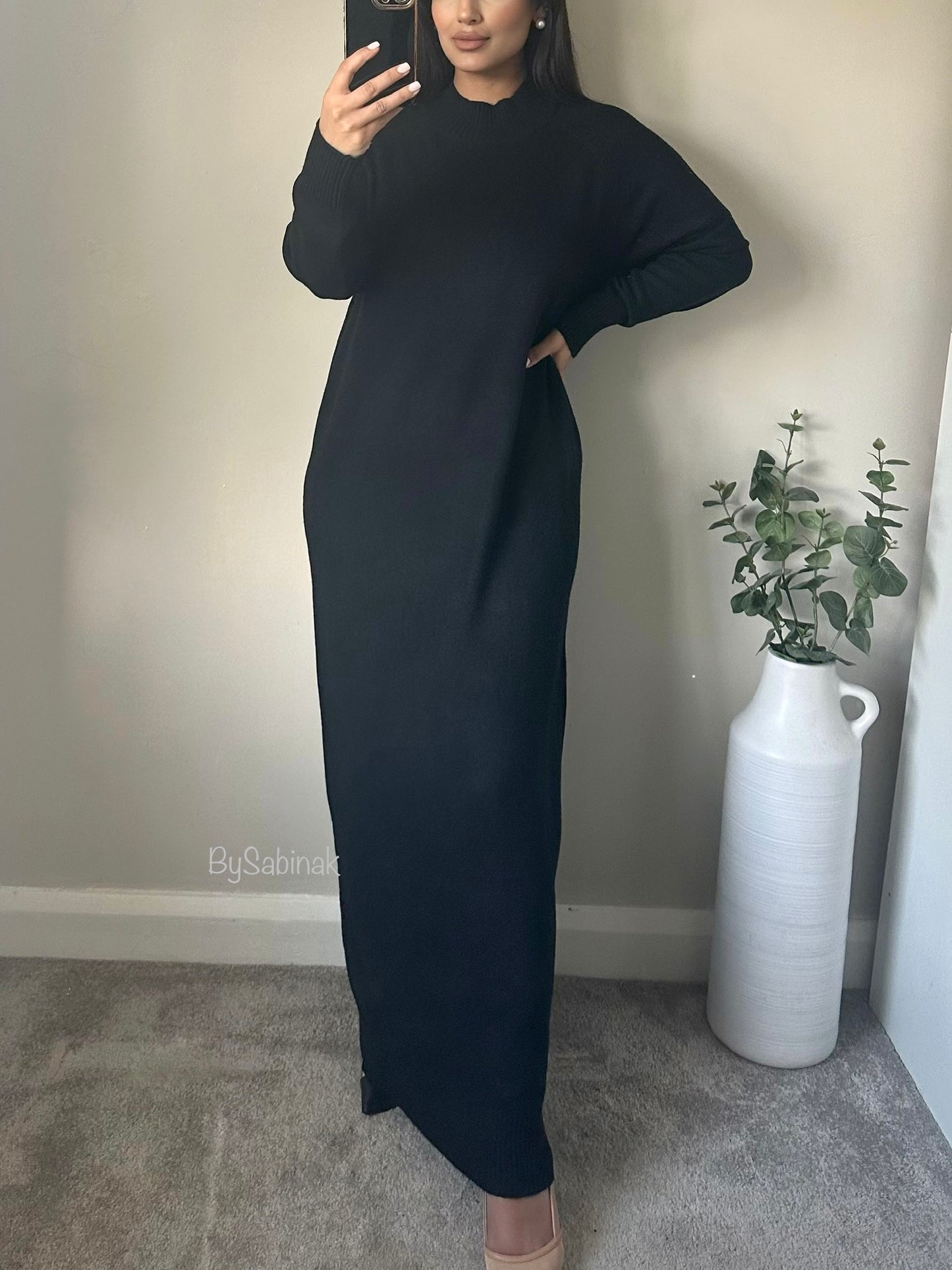 Black Jumper Maxi Knit Dress