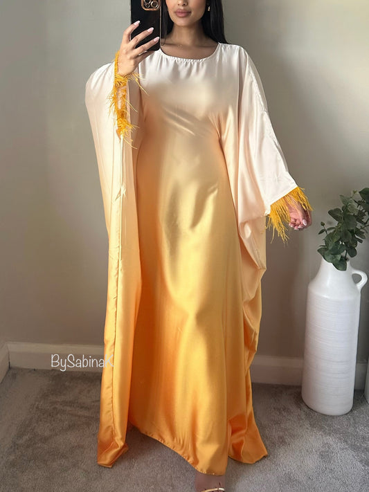 Orange Ombré Satin Butterfly Kaftan