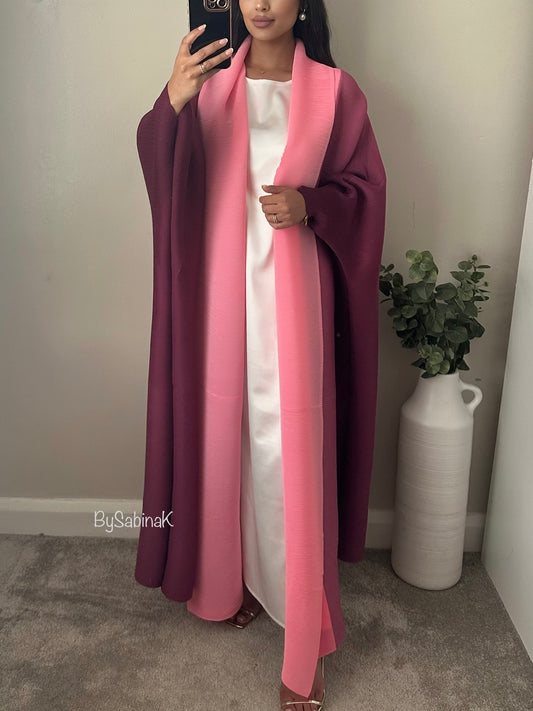 Pink Purple Ombré Open Abaya