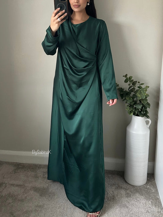 Green Drape Satin Co-ord Set 601