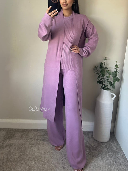 Lilac Knitted Co-ord Set (3 pcs)