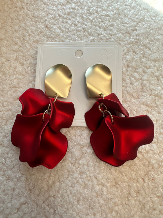 Red Petal Drop Earrings