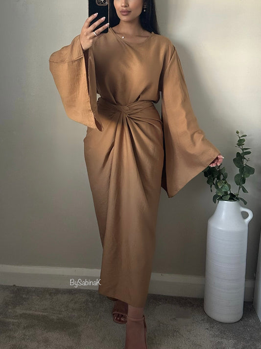 Dark Beige Wrap Skirt Co-ord 219