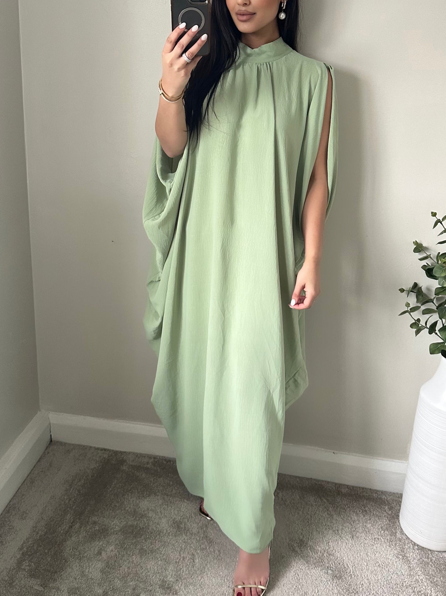 Mint Green Sleeveless Kaftan Dress SD