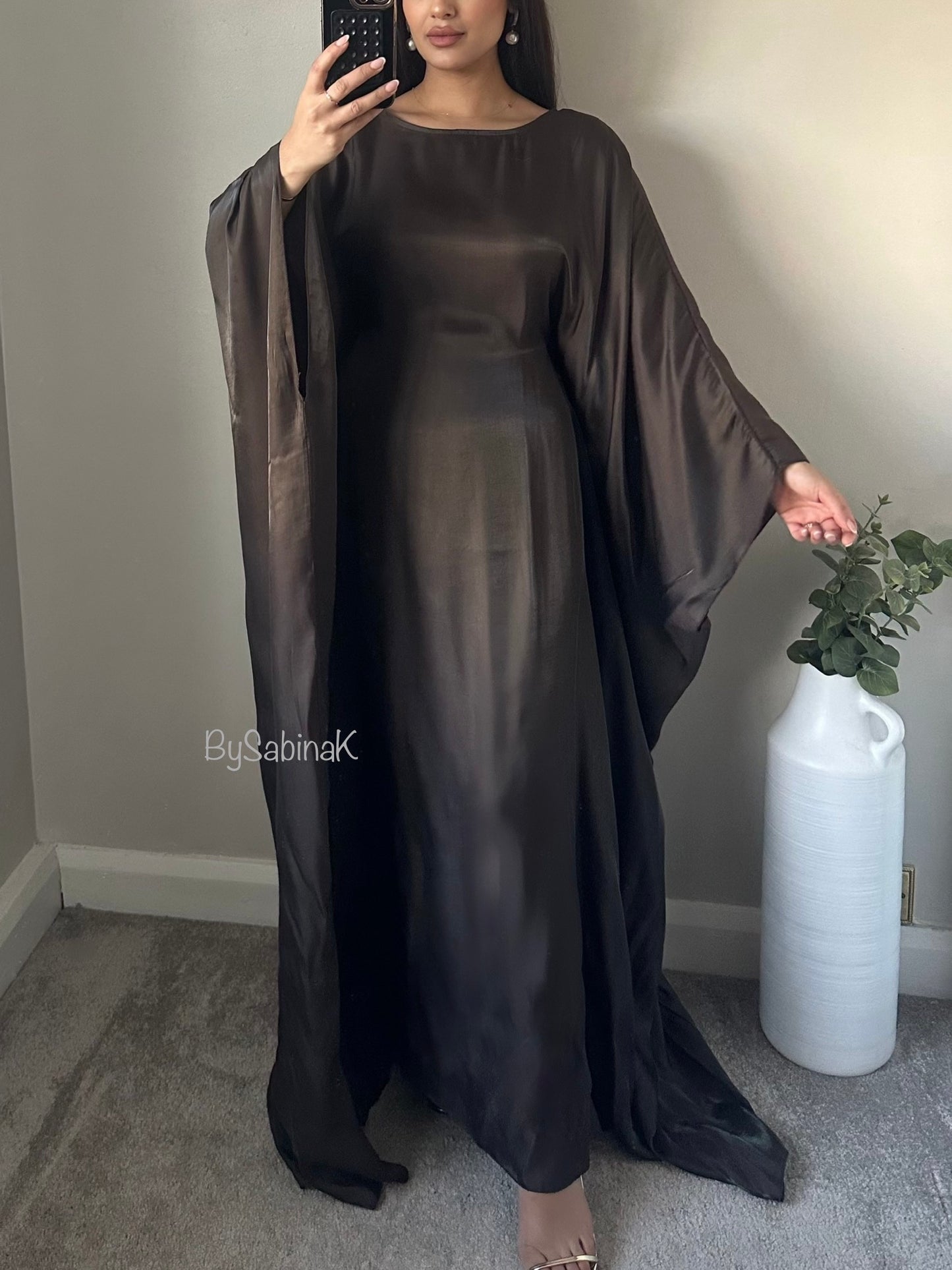 Brown Sheen Kaftan Dress 801