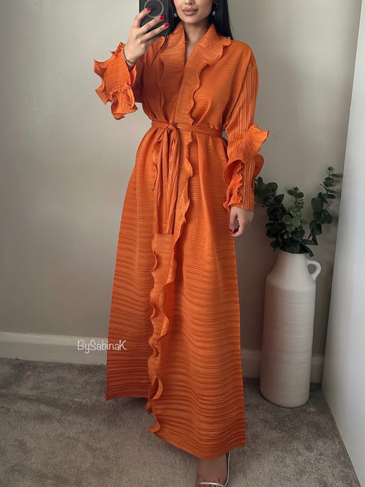 Orange Ruffle Abaya Dress 837