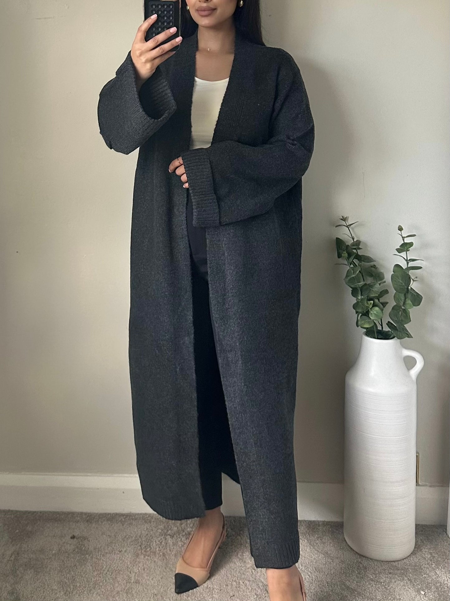 Dark Grey Maxi Cardigan Coatigan