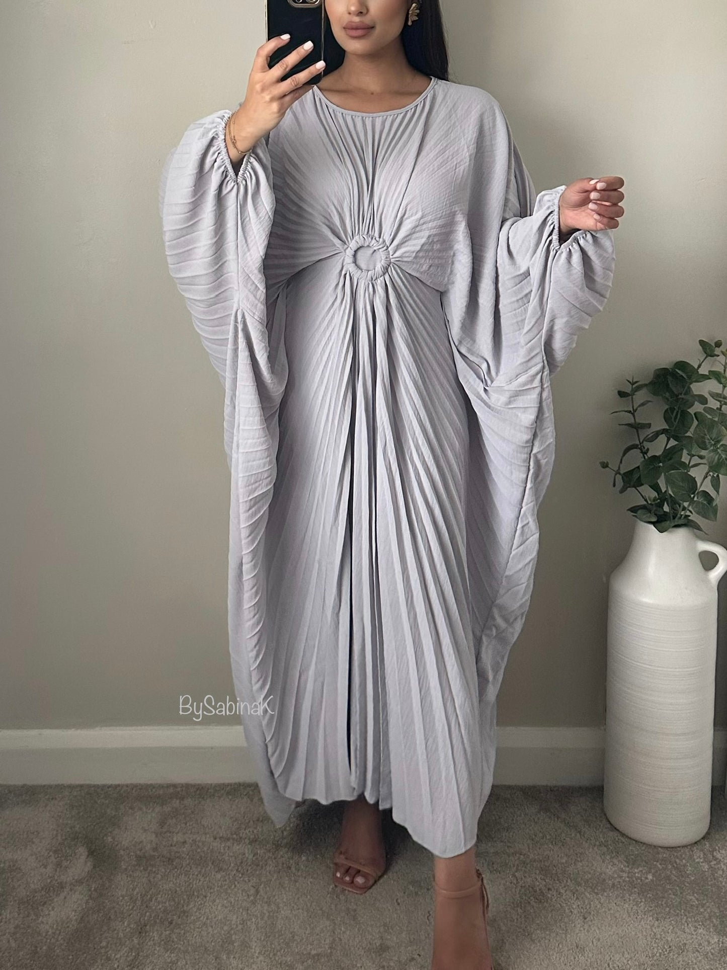 Grey Pleated Butterfly Kaftan 312