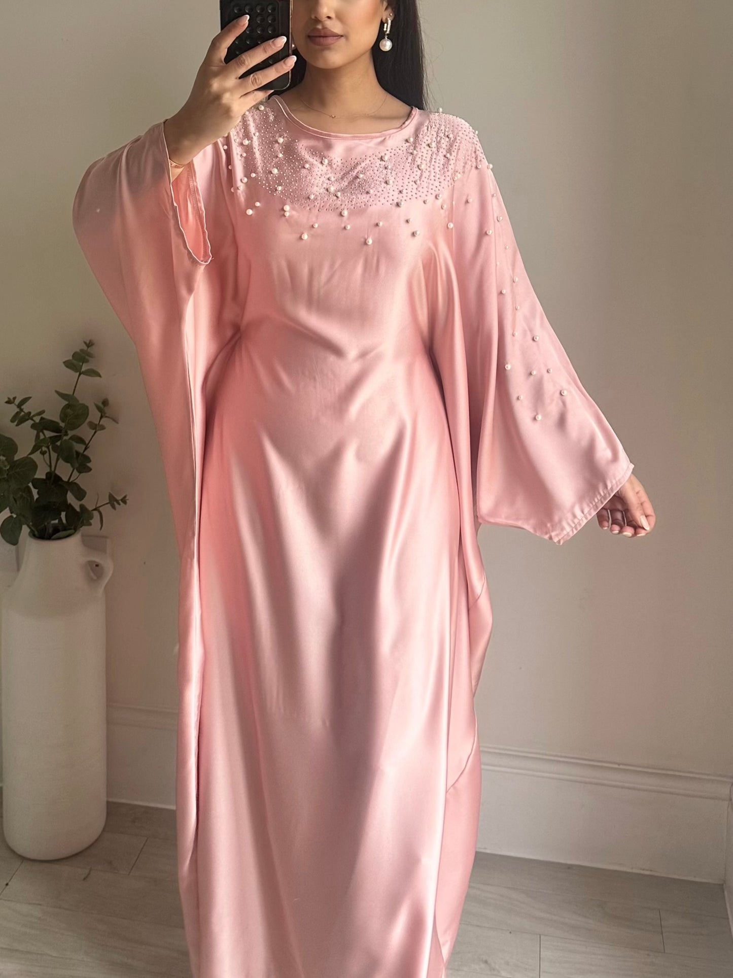 Pink Pearl Diamonte Belt Kaftan