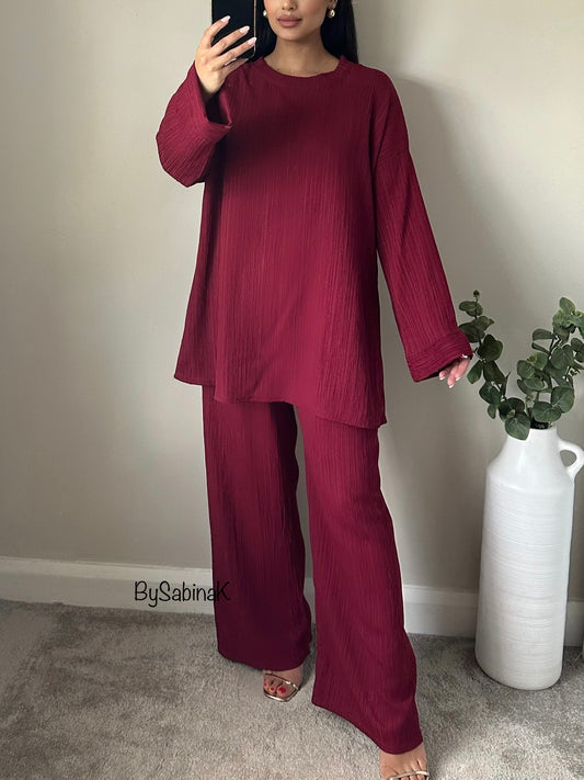 Dark Red Casual Co-ord Set