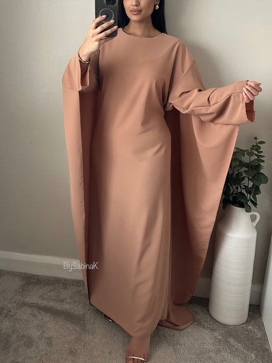 Beige Nude Cape Kaftan Dress 315