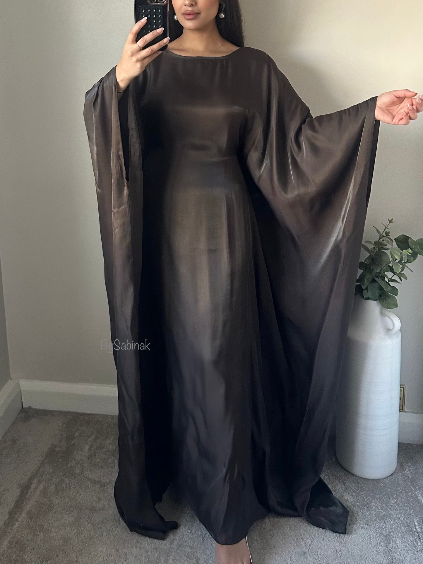 Brown Sheen Kaftan Dress 801