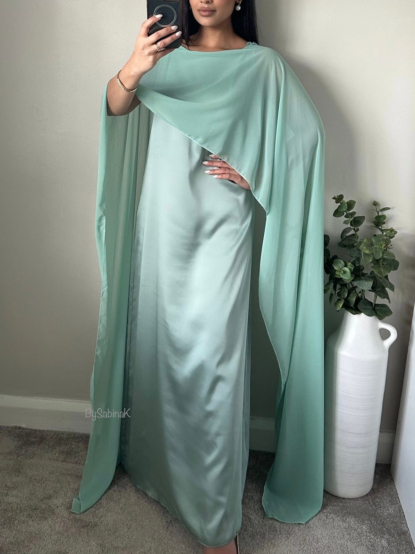 Aqua Green Chiffon Scarf Dress 306