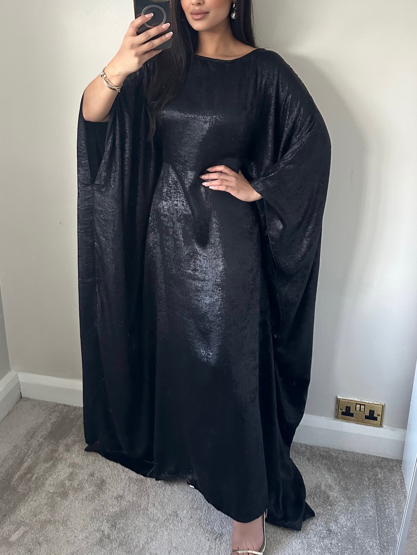 Black Shimmer Kaftan Dress 081