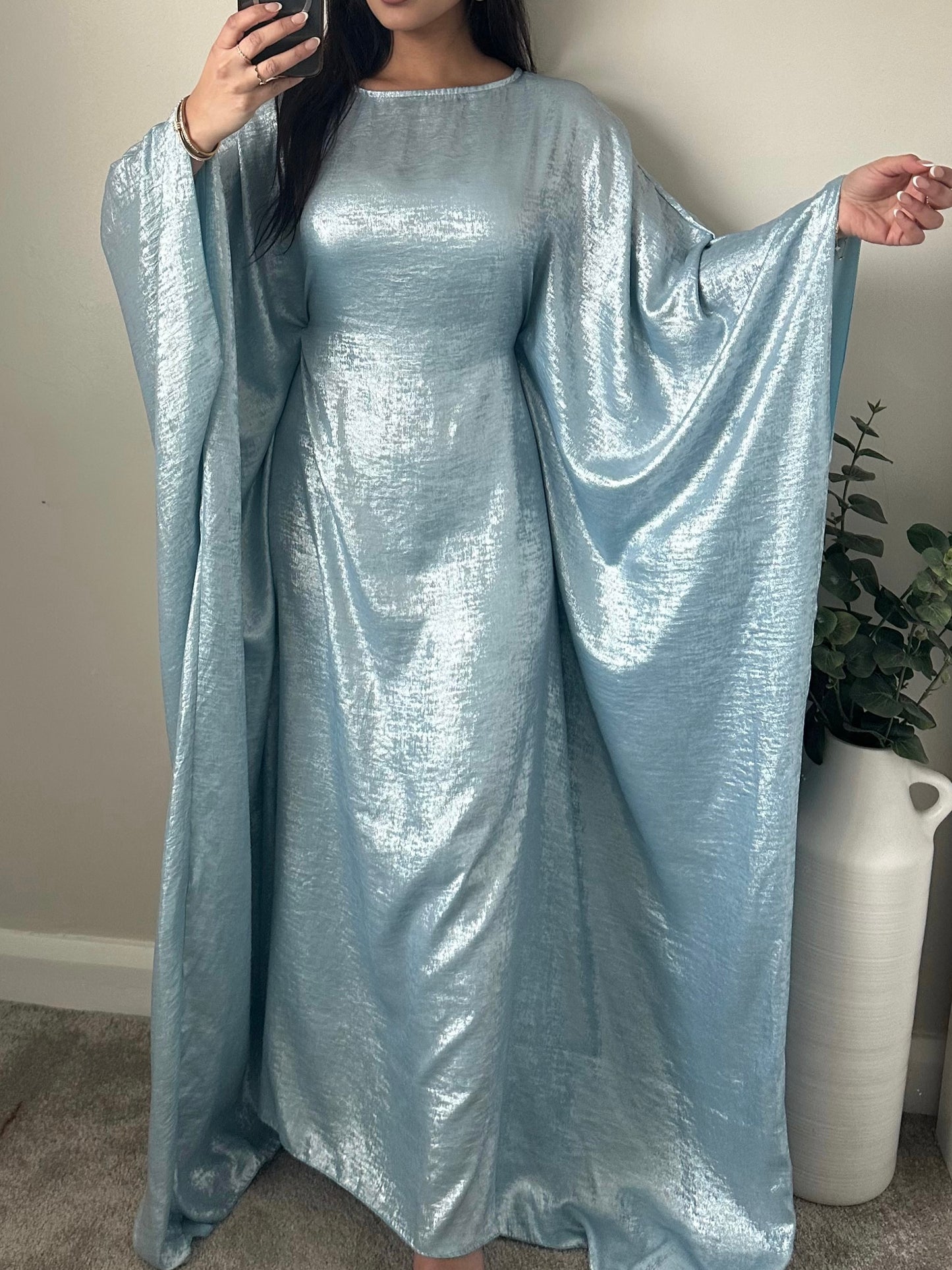 Baby Blue Shimmer Kaftan Dress 081