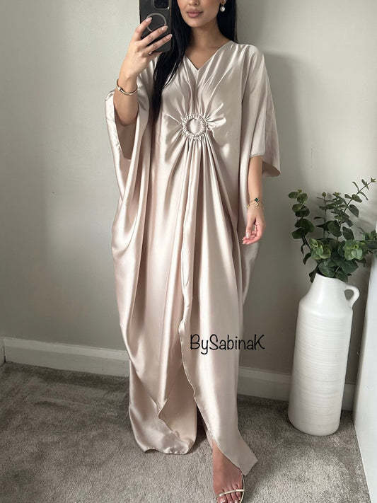 Ivory Drape Satin Kaftan 580