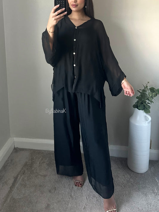 Black Chiffon Silk Co-ord