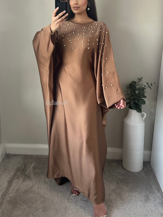 Brown Pearl Diamonte Belt Kaftan