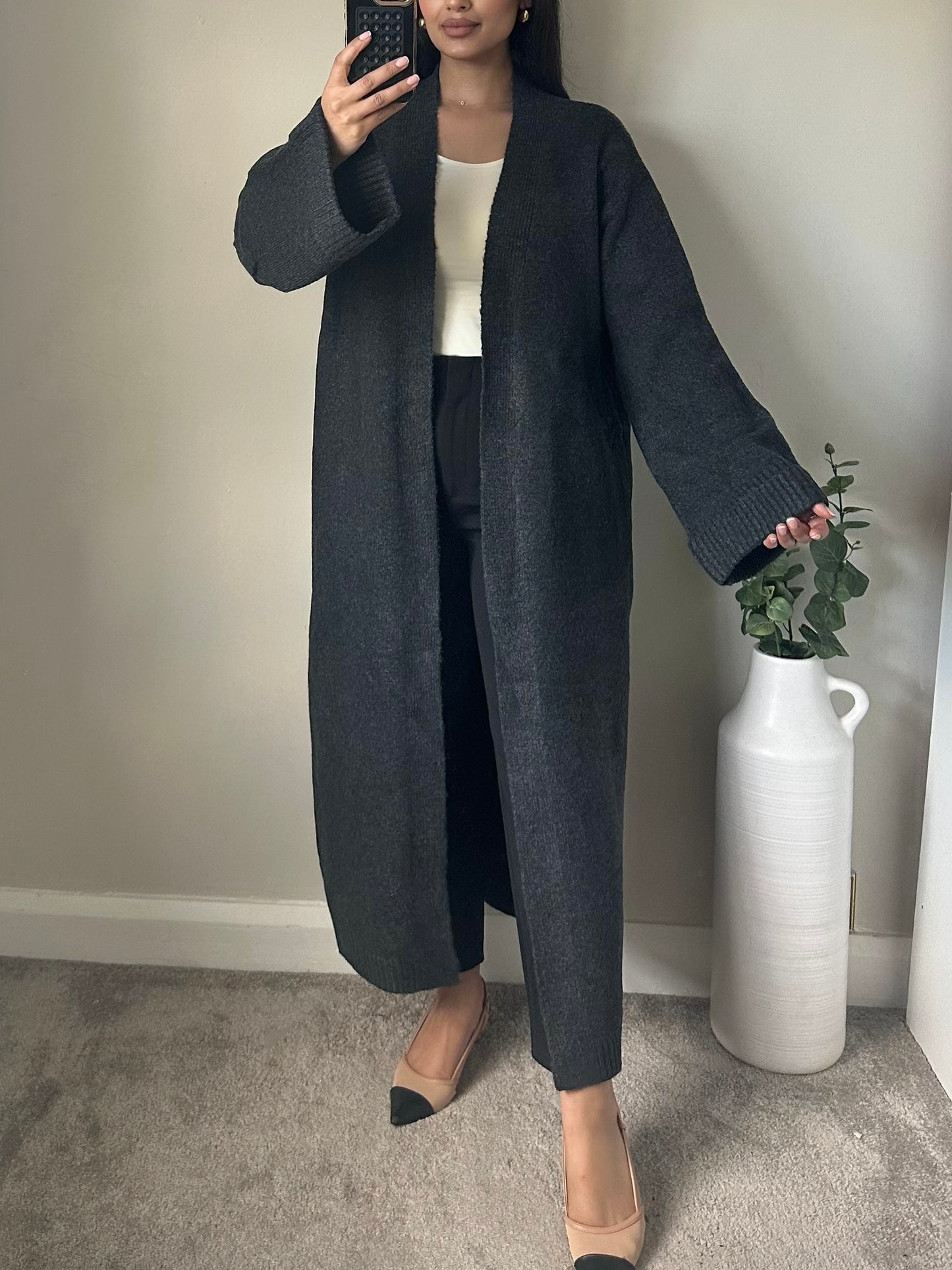 Dark Grey Maxi Cardigan Coatigan