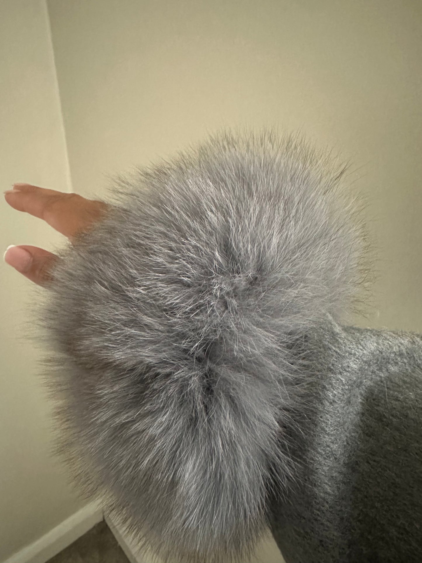 Grey 100% Wool Fur Short Coat