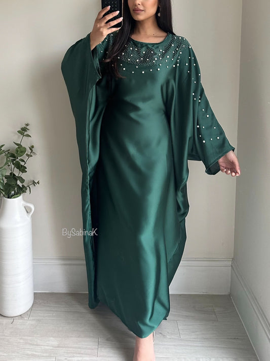 Green Pearl Diamonte Belt Kaftan