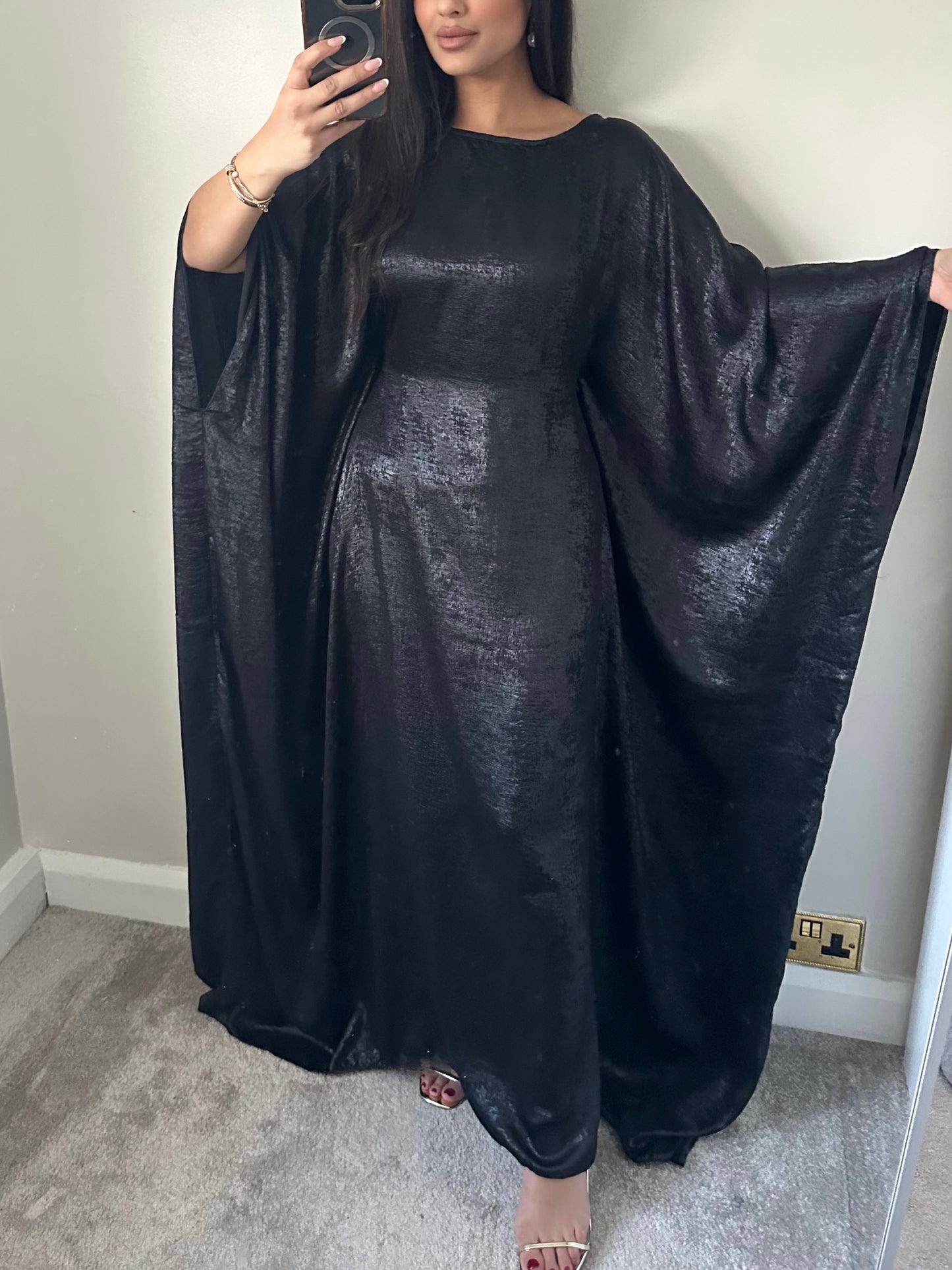 Black Shimmer Kaftan Dress 081