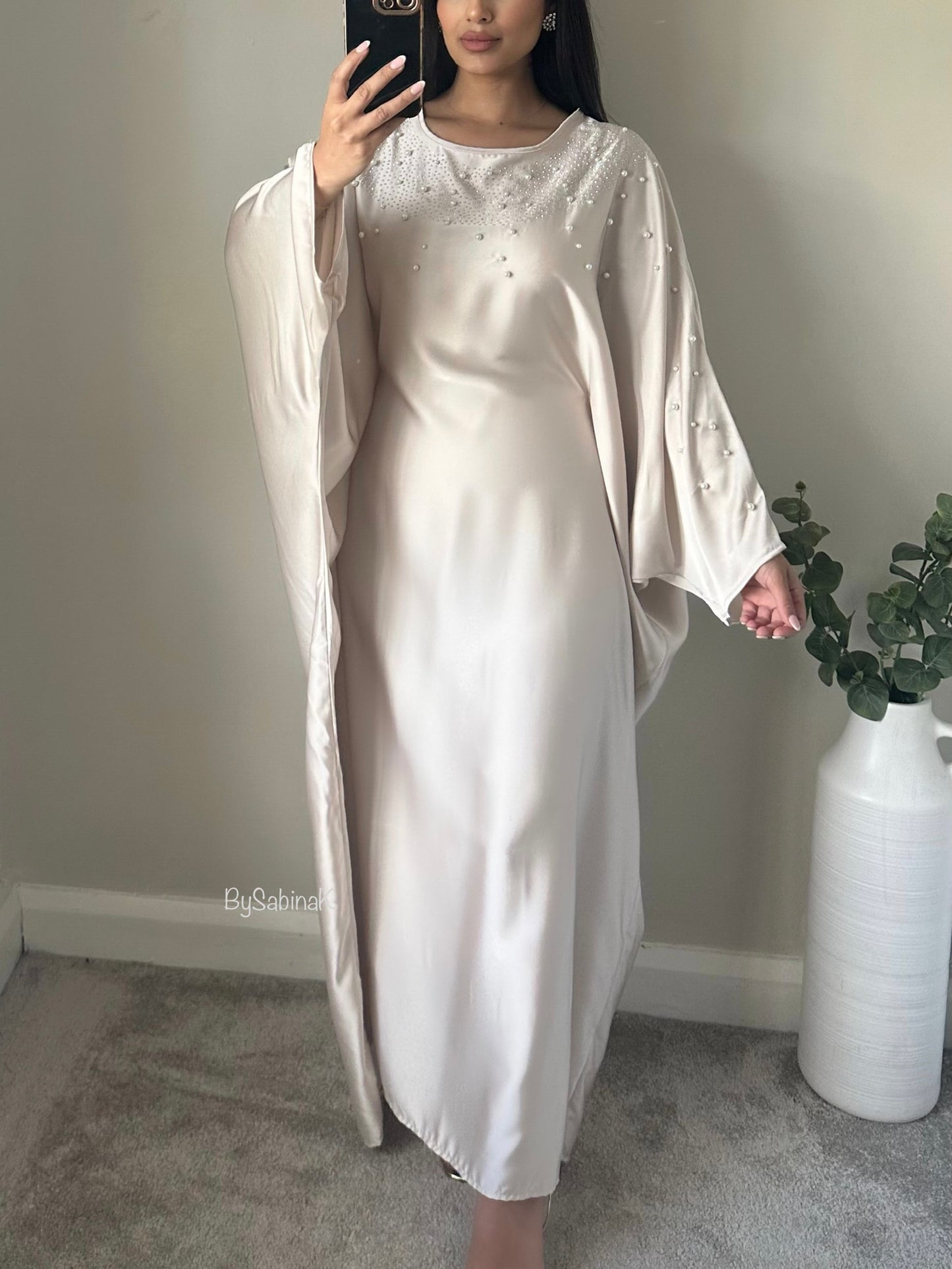 Ivory Pearl Diamonte Belt Kaftan