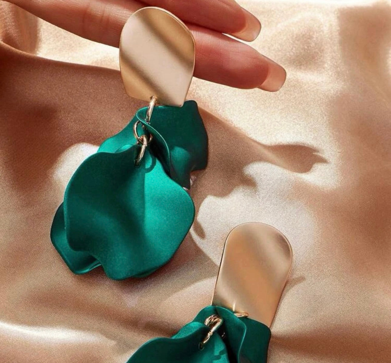 Teal Petal Drop Earrings