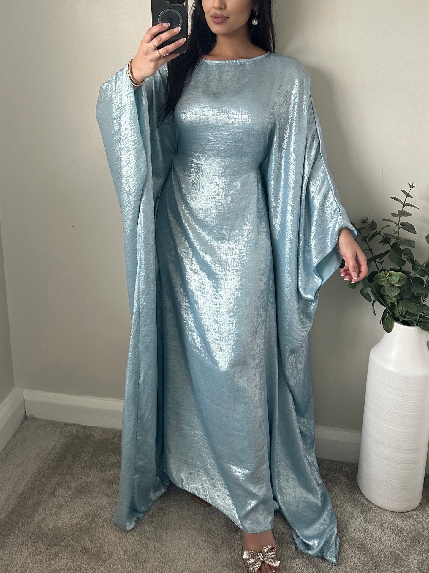 Baby Blue Shimmer Kaftan Dress 081