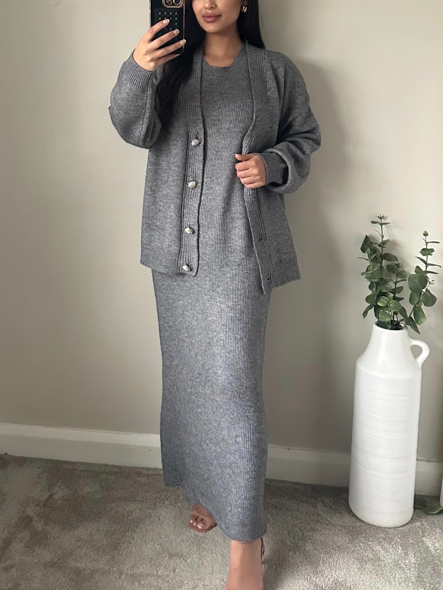 Grey Cardigan and Maxi Dress Co-ord