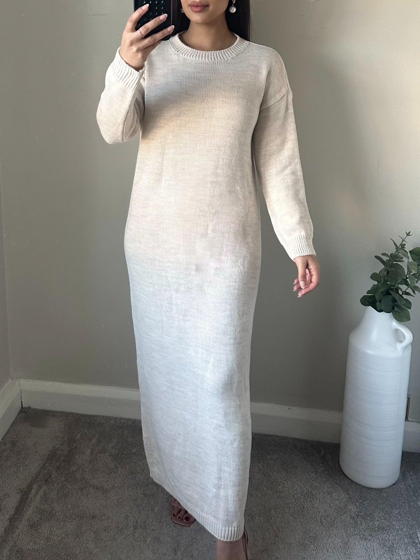 Ivory Cardigan Knit Dress Set Co-ord