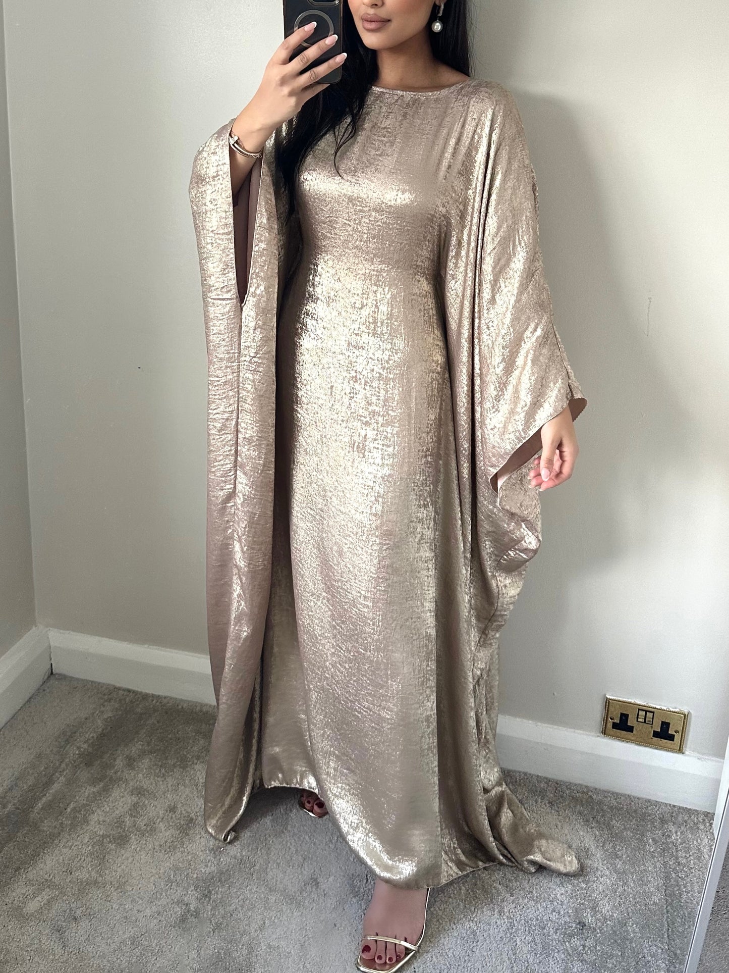 Champagne Gold Shimmer Kaftan Dress 081