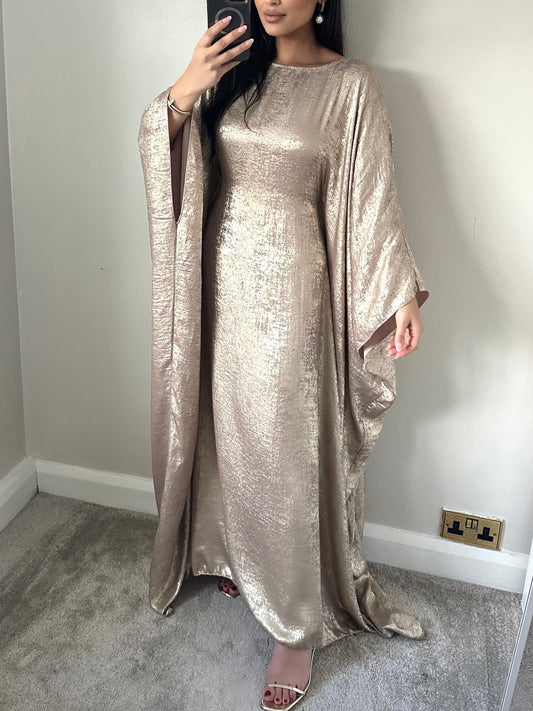 Champagne Gold Shimmer Kaftan Dress 081