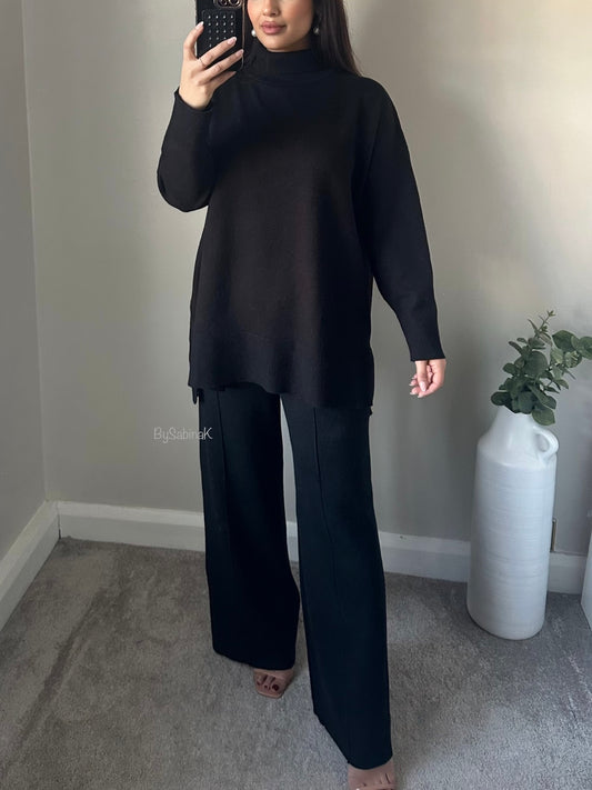 Black High Neck Knit Co-ord