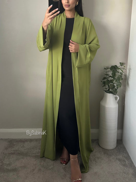 Lime Green Open Kimono Abaya